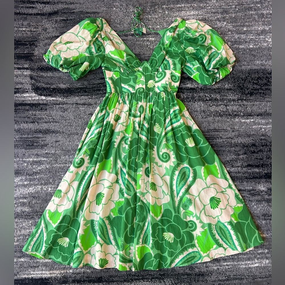 FARM RIO Tropical Groove Midi Dress With Open Back